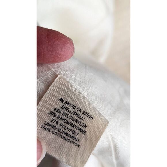 Floreat Women Cream Pleated Crew Neck Placket Jacket Size 12 - Picture 11 of 14